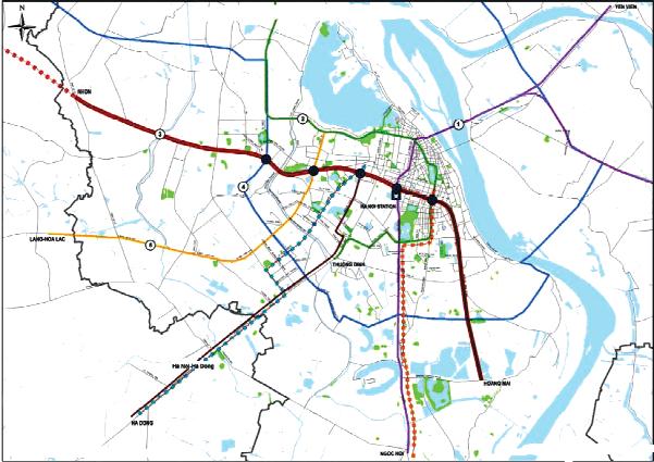 Hình 1 mạng Metro Hanoi dến năm 2020